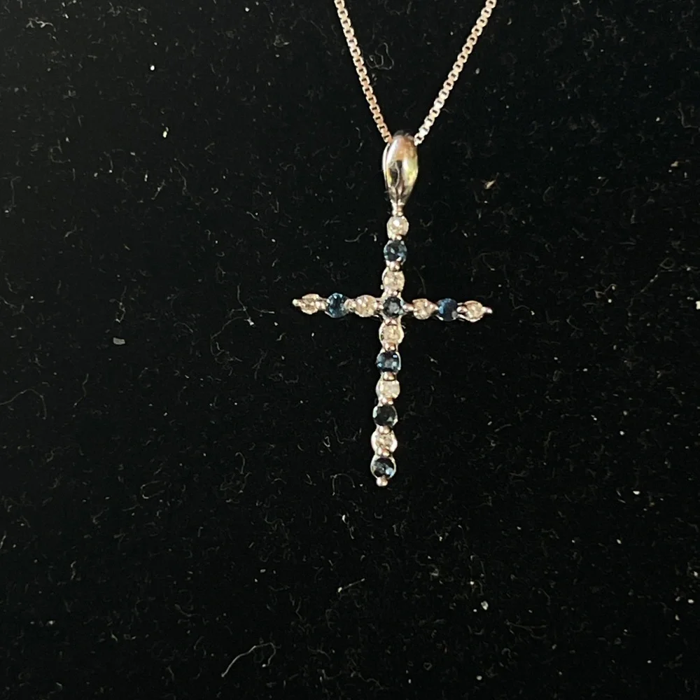 Authentic Genuine, Diamonds, and Sapphires necklace.